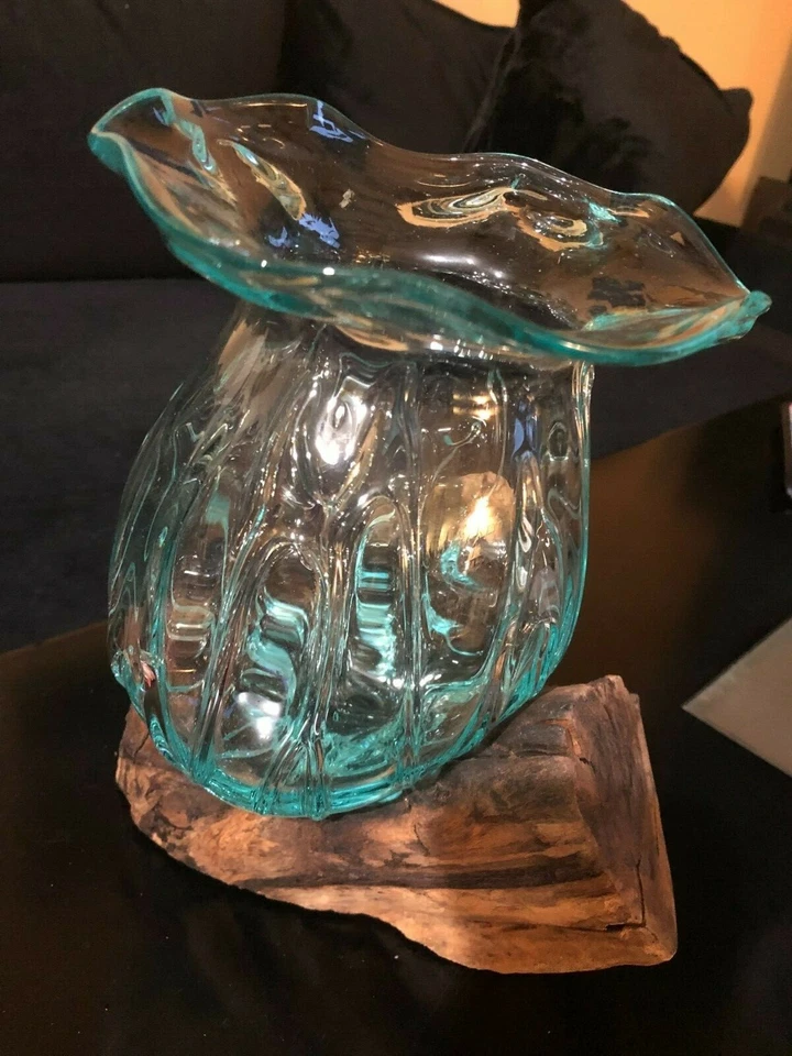 Vase - Molten Glass on driftwood, new, hand made, unique. Conversation starter - Image 4 of 4