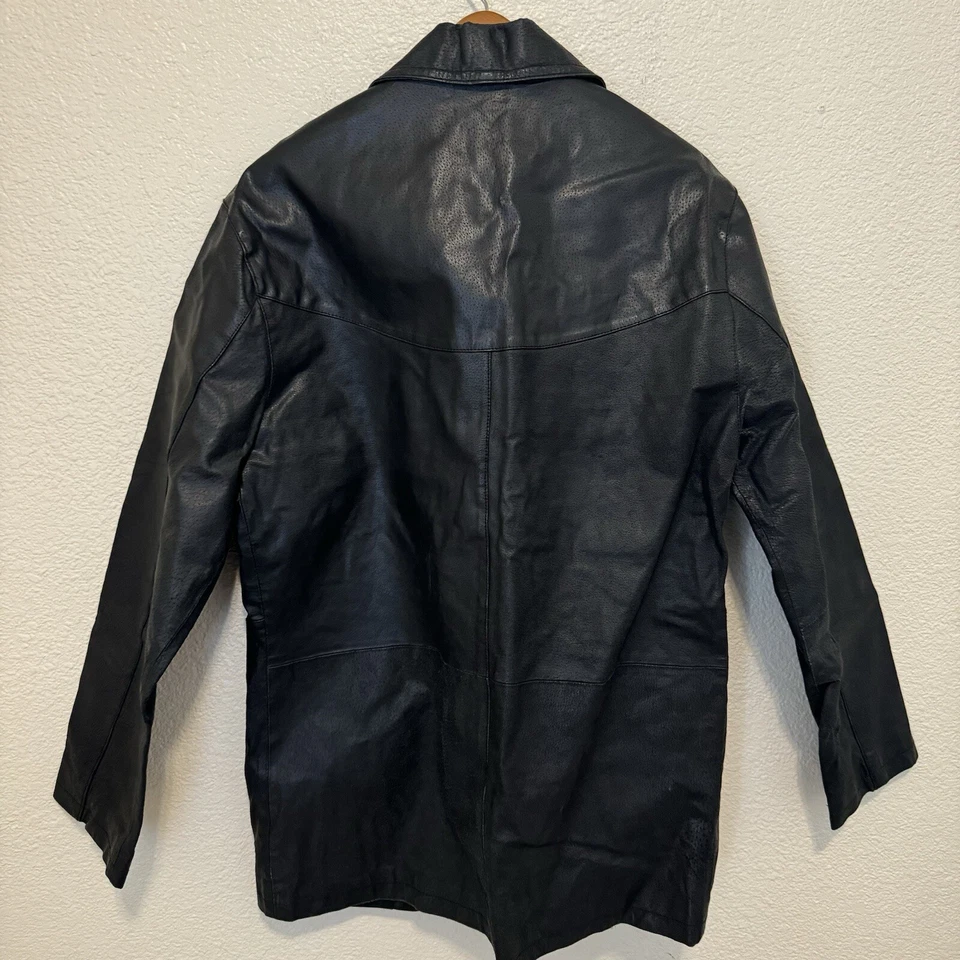 BC Ethic Real Leather Motorcycle Jacket Collared Vintage - Image 2 of 4