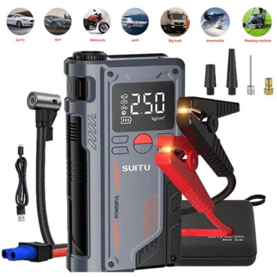 Auto KFZ Starthilfe Jump Starter 20000mAh Powerbank Kompressor Luftpumpe Notfall