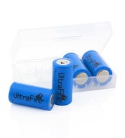 4X Ultrafire 16340 Akku CR123A 1000Mah 3,6V Li-Ion Wiederaufladbar + Batteriebox