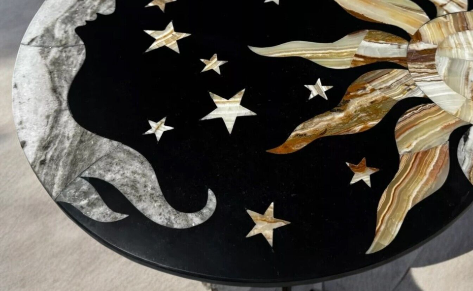 24" Marble Black Coffee Table Handmade Stunning Design Inlay Floral