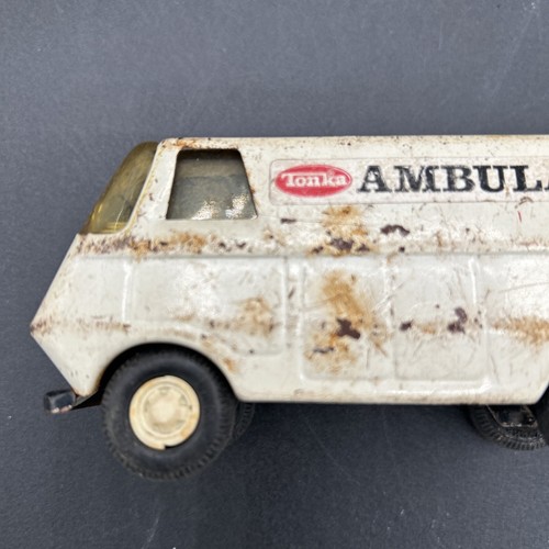 Tonka Metal White Ambulance 5” Toy with some wear *intact/wheels work #55360-A - Picture 8 of 14