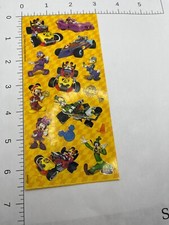 STICKER SHEET: Mickey Mouse Minnie racing Disney Pluto Goofy Donald