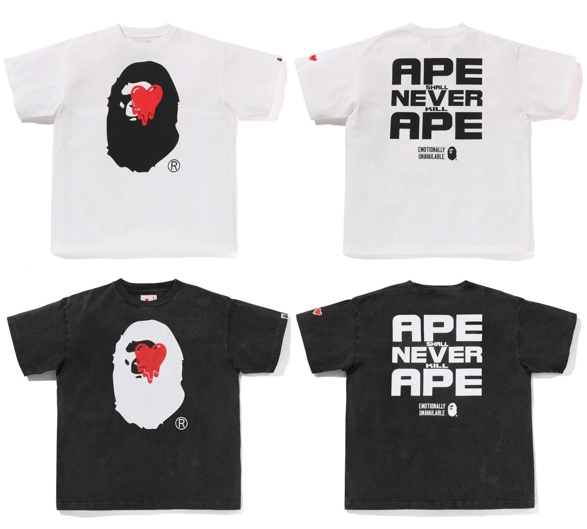 ■EMOTIONALLY UNAVAILABLE■×A BATHING APEコラボ Tシャツ A BATHING APE Men's BAPE x EU ( EMOTIONALY UNAVAILABLE ) APE