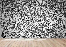 3D Animal Doodle Wallpaper Wall Mural Removable Self-adhesive Sticker694