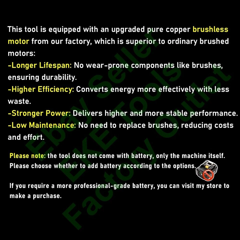 1/2" 450Nm Brushless Compact impact wrench  Rattle Gun for Milwaukee 18v Battery - image 3 of 4