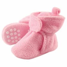 Luvable Friends Baby Fleece Booties, Light Pink