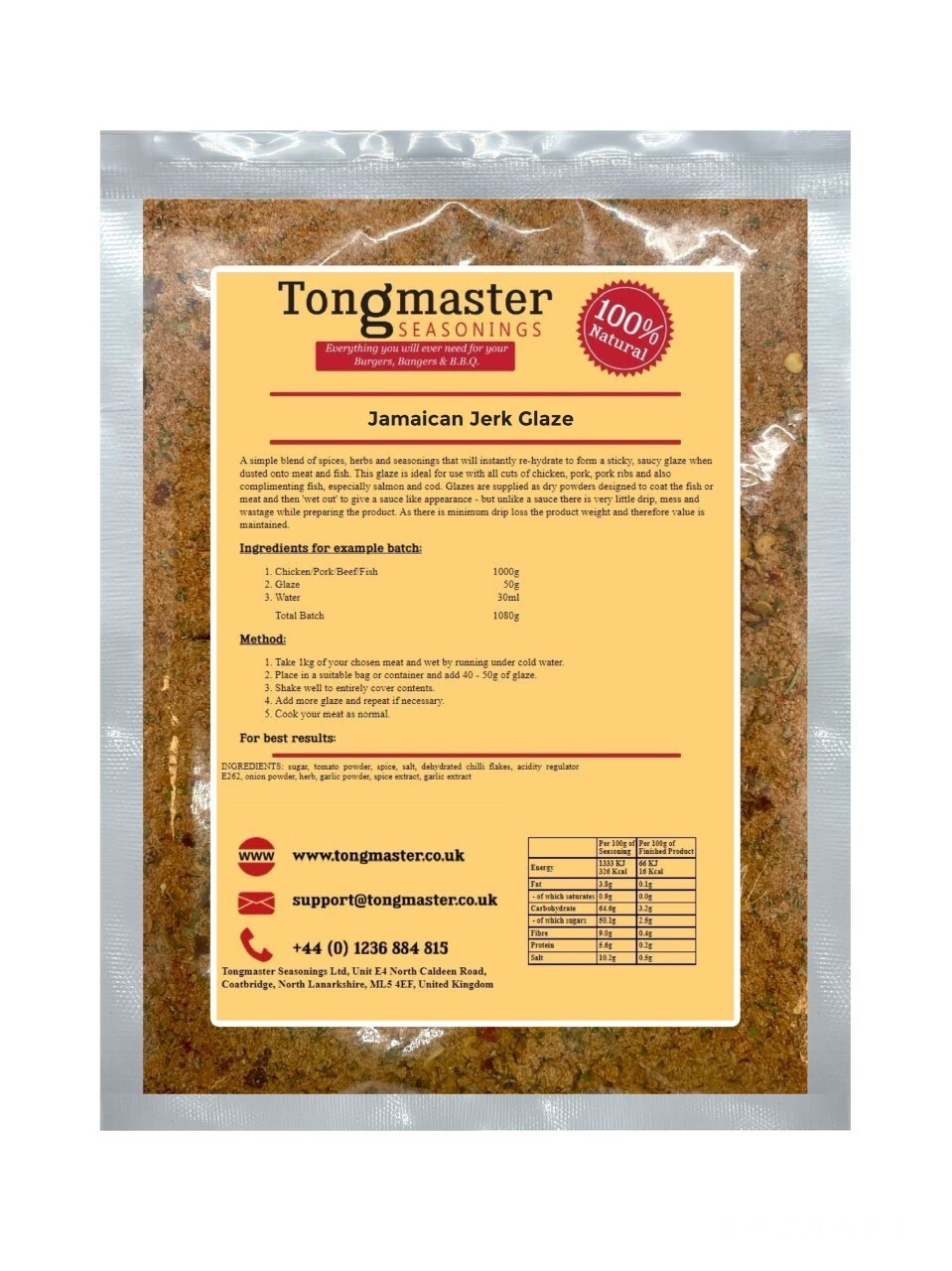Jamaican Jerk Glaze  - Meat Rub - 2kg (Gluten Free)