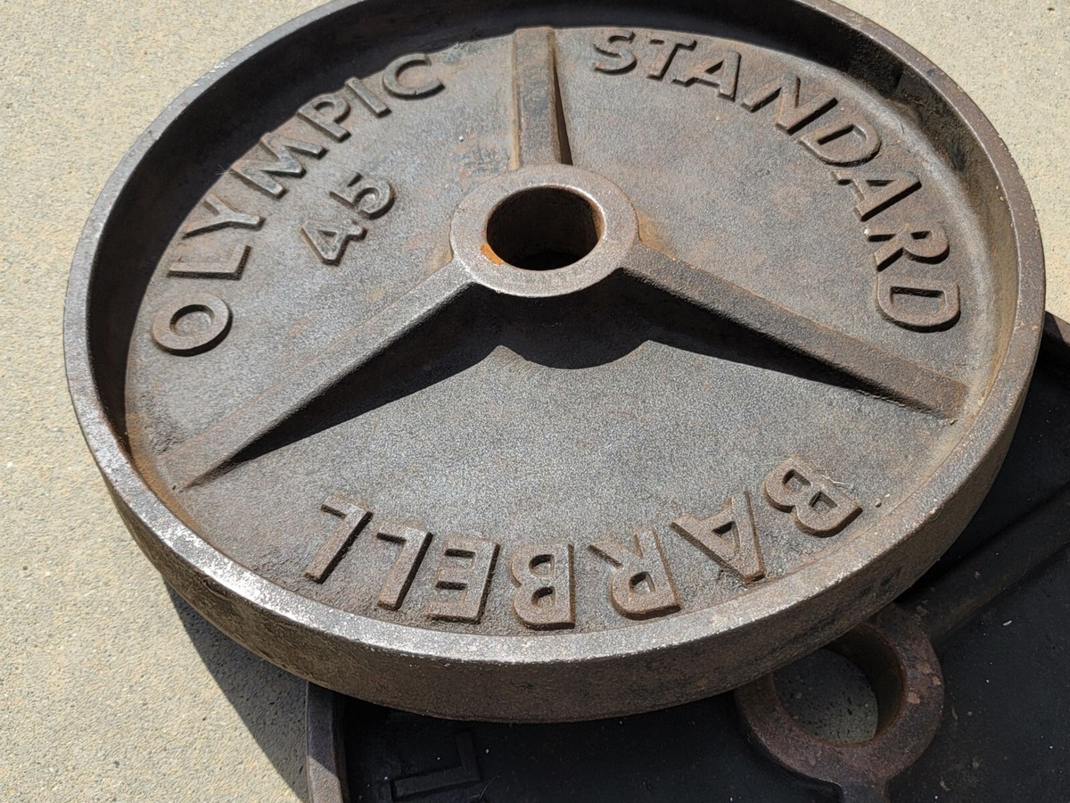 Vtg Unbranded Ivanko Barbell DEEP DISH 2 x 45 lbs (2