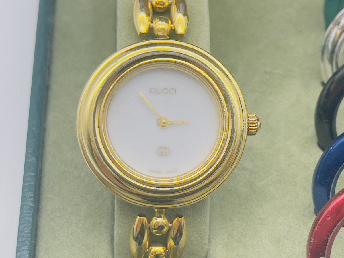GUCCI Change Bezel Watch Quartz 6 Colors Gold Colors in Box