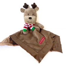 Carters My 1st Christmas Reindeer Rattle Security Blanket Lovey Brown Soft