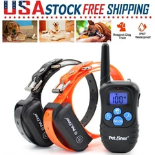 New Set of 2 Dog Training Shock Collars with LCD Remote Rechargeable Waterproof