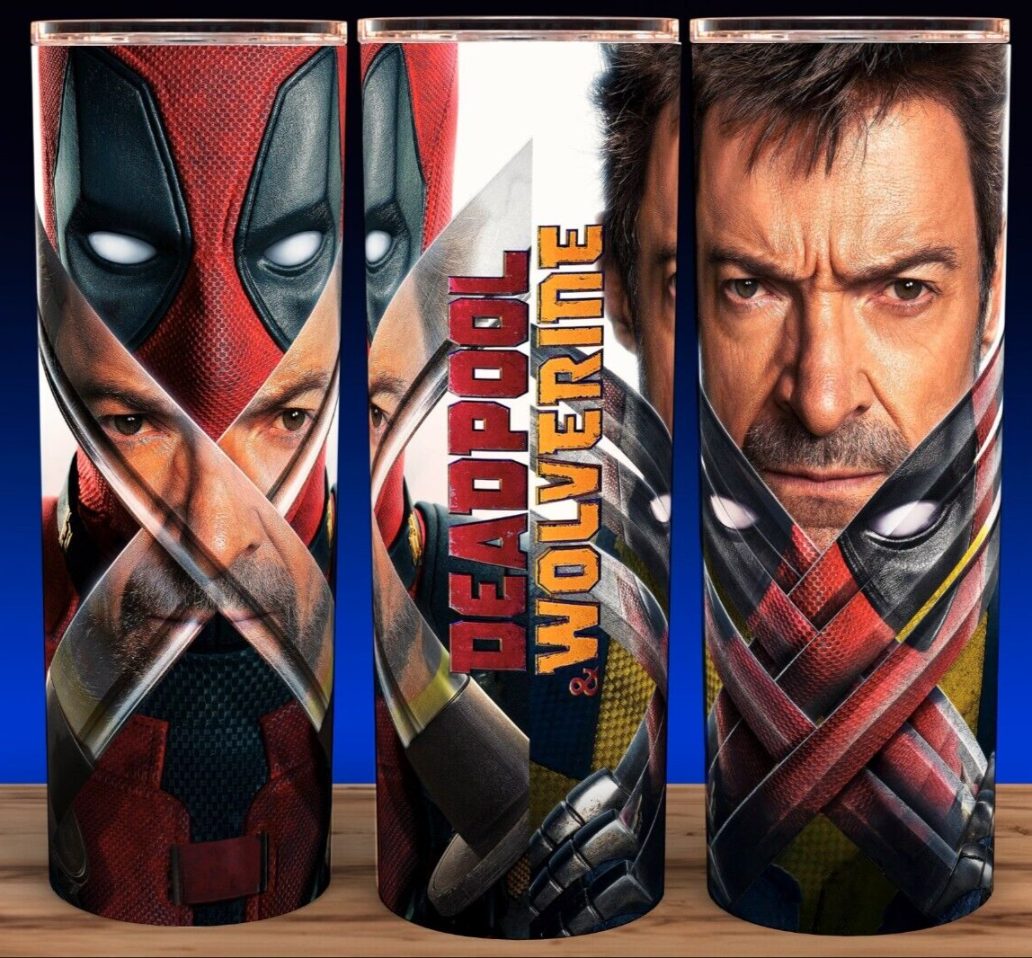 Deadpool and Wolverine Comic Book Super Hero Travel Coffee Cup Mug Tumbler  20oz