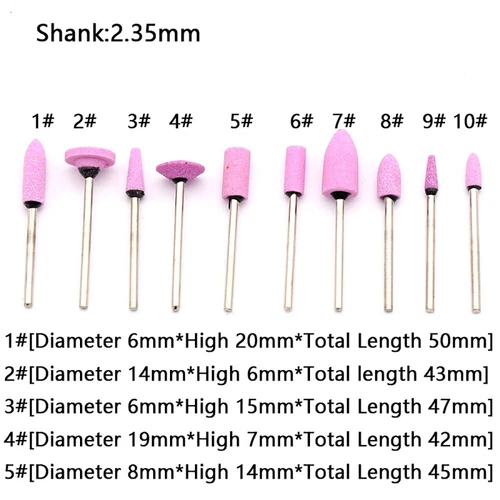 2.35mm Shank Ceramic Polishing Grinding Head Grinding Wheel Grinding Pins Stone - Bild 4 von 5
