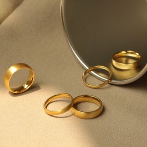 Authentic 4 Colors 2/3/4/5/6mm Man Woman 18k Gold Plated Brushed Plain Silver Band Ring