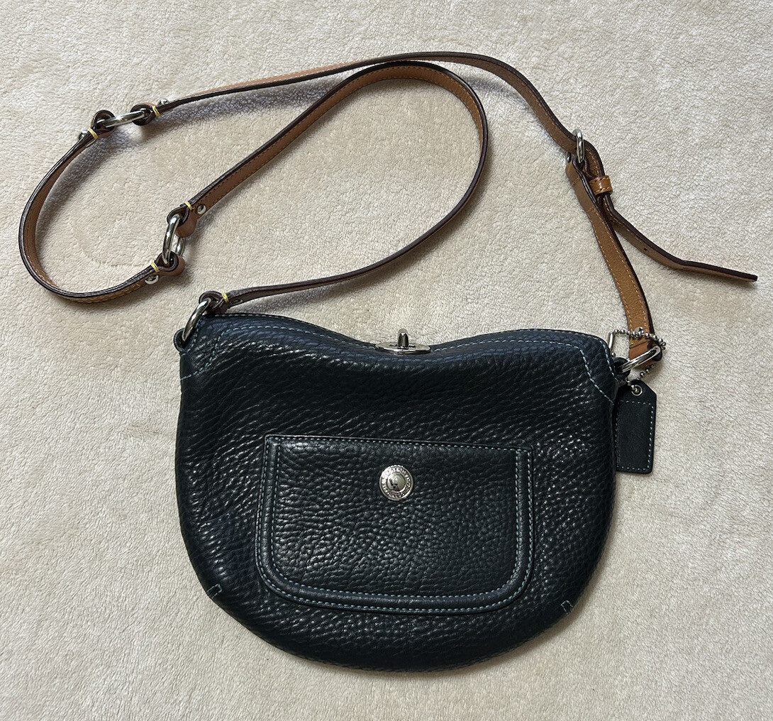 COACH E05S 8A43 SMALL CHELSEA PEBBLED BLACK LEATHER HANDBAG EUC | eBay