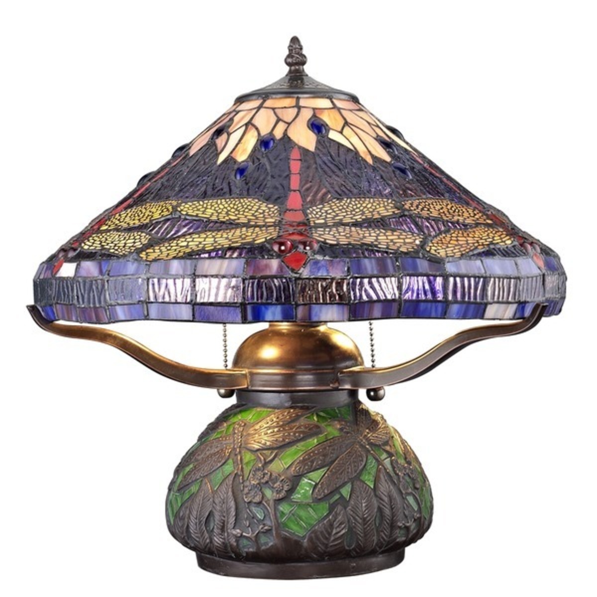 Tiffany Style Dragonfly Lamp Cut Stained Glass Reading Table Desk