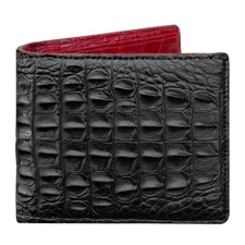 Crocodile Black/Red Bifold Leather Wallet Men's Skin Billfold Wallet Dad Gift