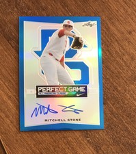Mitchell Stone 2016 Leaf Perfect Game Blue Prismatic Auto BAMS1 Cowboys Twin /50