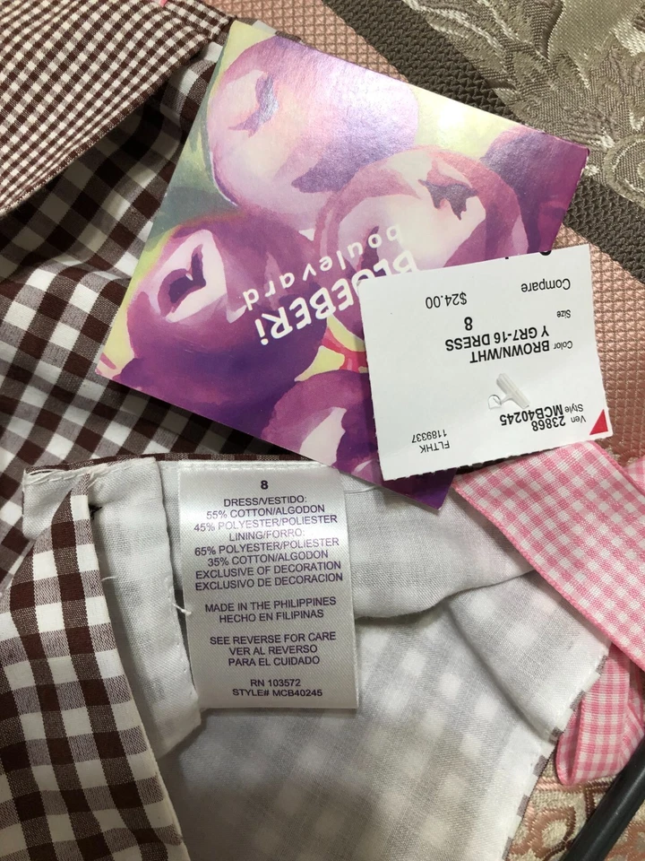 Nuevo con etiquetas Vestido Blueberi Boulevard Niñas Marrón Cuadros Talla 8 Foto 4 de 4