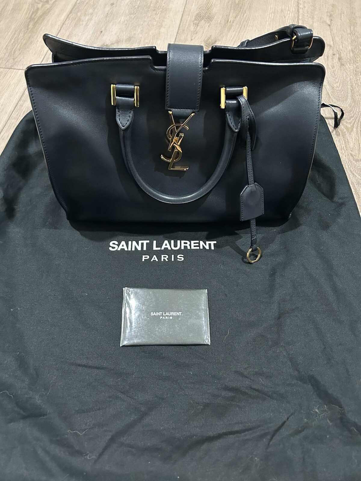 Borsa a mano Saint Laurent Paris Baby Cabas 2 vie blu navy