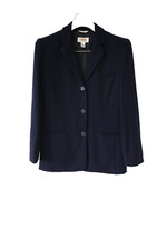 Talbots Petites Vintage Black Blazer Wool Button Up Office Old Money Woman 2