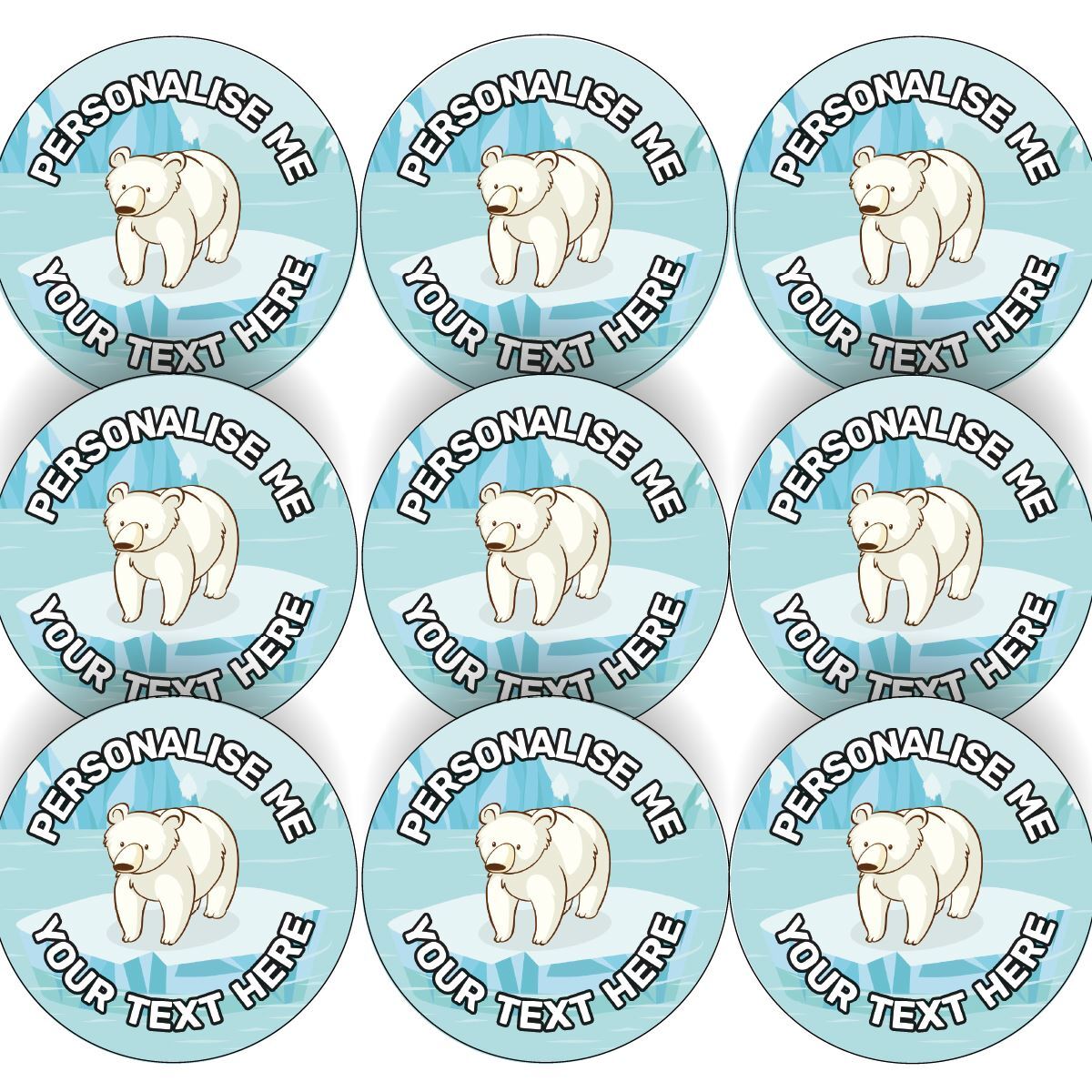 144 Polar Bear Themed Personalised 30 mm Reward Stickers