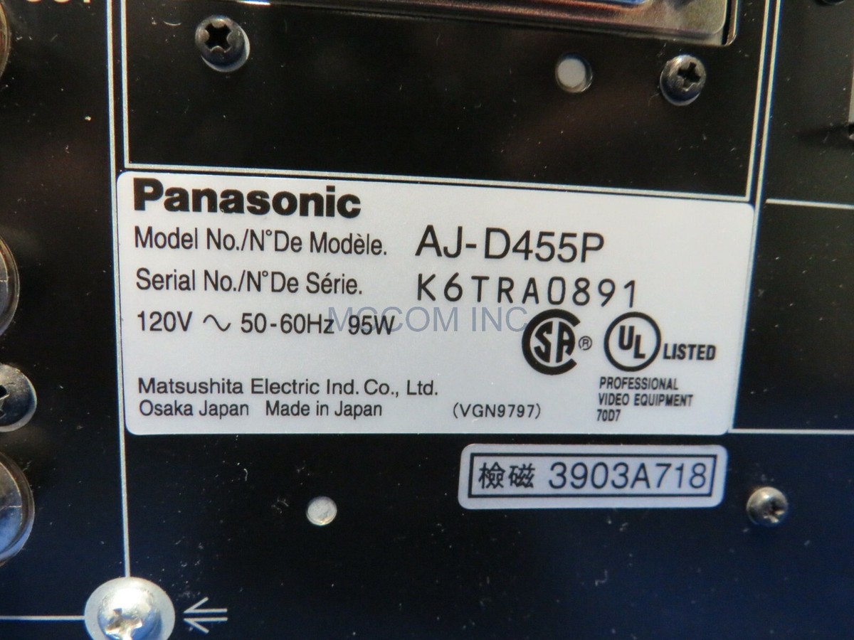Panasonic AJ-D455 DVC Pro Player w/ 422 Tape Hrs, SDI Out | eBay Panasonic AJ-D455 DVC Pro Player w/ 422 Tape Hrs, SDI Out | eBay