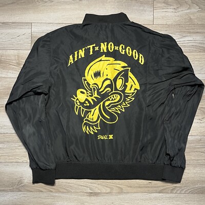 Dual Culture Bomber Jacket Size Medium Ain t No Good Motorcycle Moto