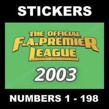 Merlin Premier League 2003 GREEN BACK football stickers #1 to 198