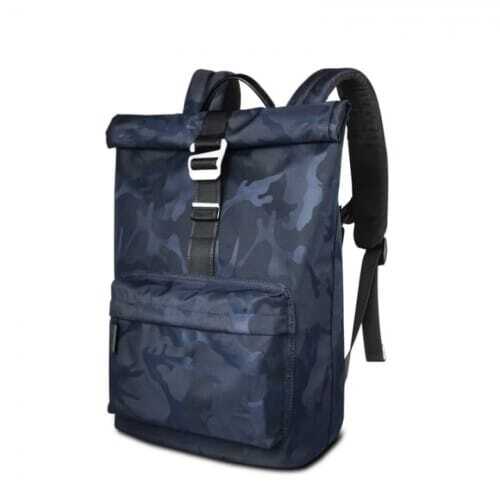 Roll Up Backpack Water-Resistant Unisex RollTop Bag Camouflage Blue - Picture 3 of 15