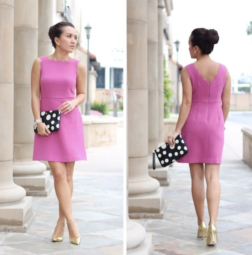 LOFT Dusty Rose Pink Scalloped Sheath Sleeveless Dress Women's Size 10 NWT!  | eBay