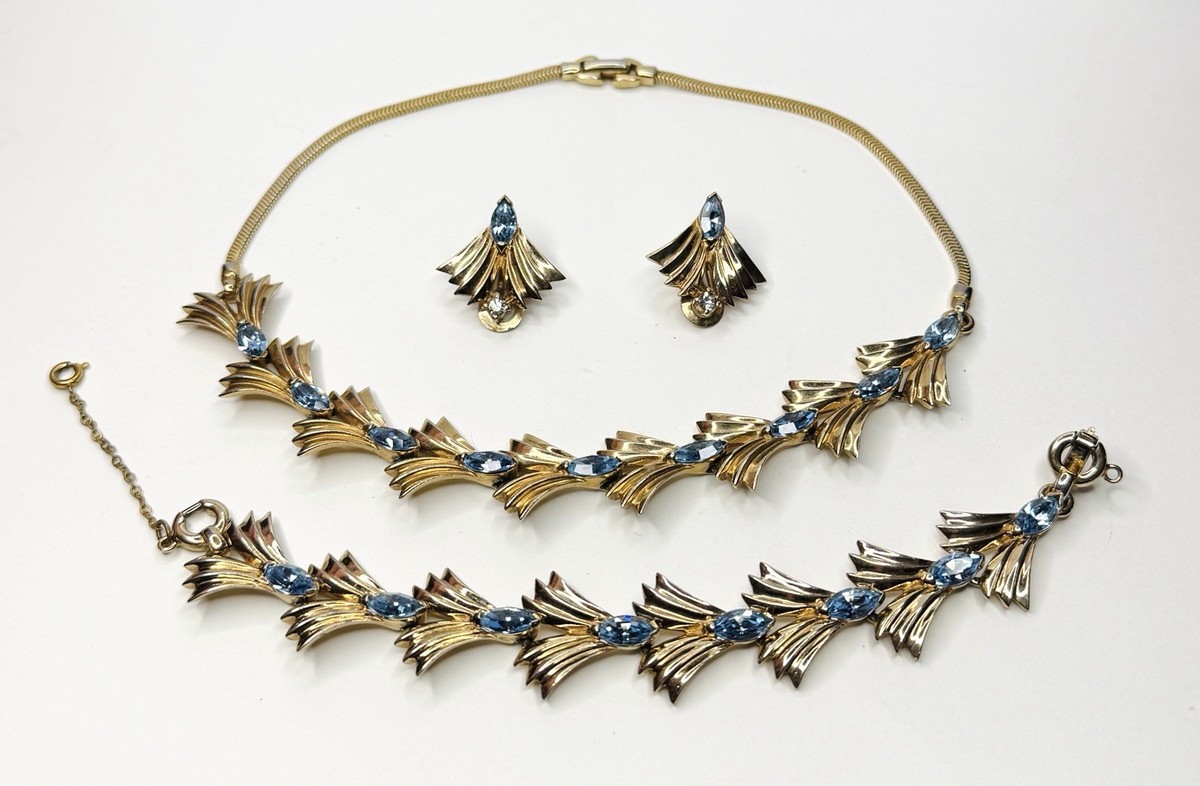 コスチュームジュエリー　pennino ネックレス＆イヤリングセット RARE Vintage Signed Pennino Jewelry Set Necklace Bracelet Clip