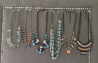 Vintage Lot 6 Gold Tone Iridescent  Statement Necklaces Crystal Costume Jewelry