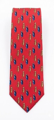 Tiffany & Co. Silk Tie Red Blue Grasshopper Cricket Insect Print 100% Silk Made 