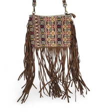 Raj L.A. Boho Crossbody Bag Vegan Leather Fringe Festival Southwestern NEW