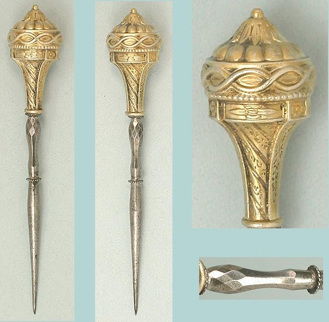 Antique Gilded Silver Stiletto / Awl * French Hallmark * Circa 1870