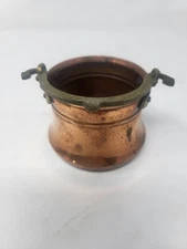 Vintage Minature Copper  Pot Cauldron Hand Mane With Handle