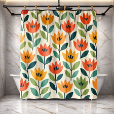 Cute Bathroom Decor Chic Pink Floral Shower Curtain 72x72 inch Polyester