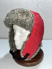 Timberland Winter Trapper Hat Men Size L/XL Red Ear Flap Faux Fur Quilted
