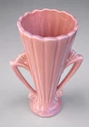 Vintage Brush McCoy Pottery Art Deco Fluted Fan Vase Mauve 7"