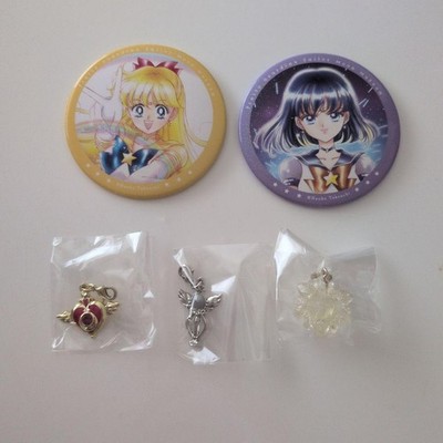 Sailor Moon Original Badge & Charm Set - Venus, Saturn, Crisis Compact, Gold Cr