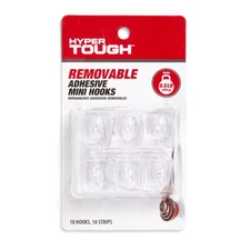 Hyper Tough Mini Removable Self-Adhesive Hooks, Square Plastic Hooks for Hanging