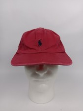 Vintage Polo Ralph Lauren Red Hat Cap Blue Pony Strapback Made In USA