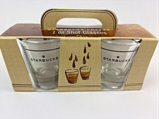 Vintage NEW Starbucks 2006 Espresso 1 Oz Barista Shot TWO Glass Set MADE IN USA