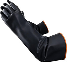 22" Chemical Resistant Gloves, Reusable Heavy Duty Long Rubber Glove, Waterproof