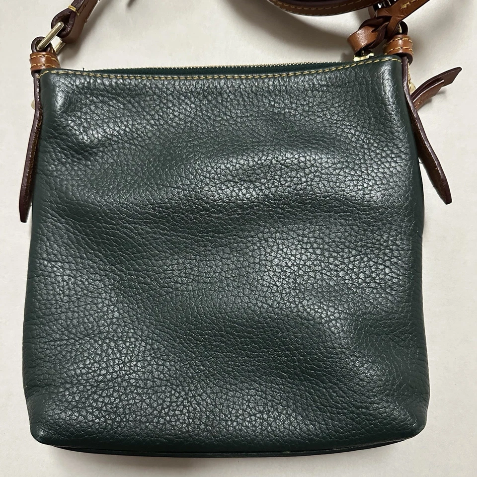 Dooney & Bourke Letter Carrier Crossbody Purse Pebble Grain Leather Hunter Green - Image 3 of 4