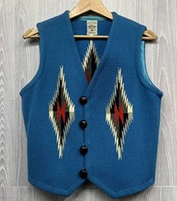 ORTEGA'S Chimayo Pattern Vest Blue Southwestern Size 36