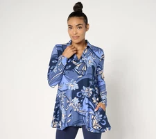 Women with Control Attitudes by Renee Petite Yummy Jersey Top w/ Pockets Floral