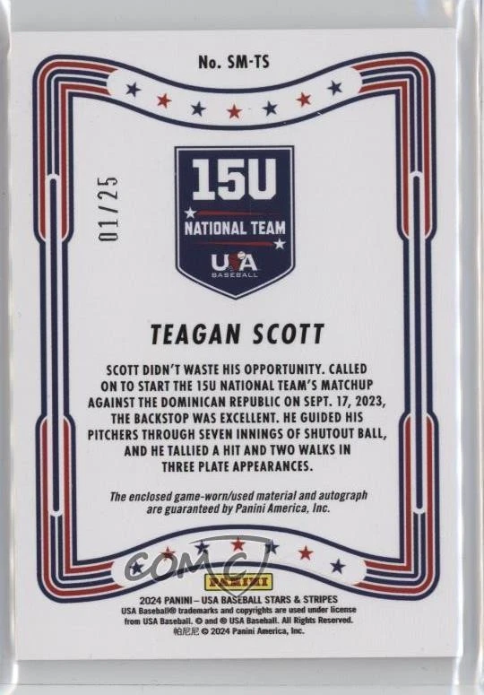 2024 Panini Stars and Stripes Materials Signatures Prime /25 Teagan Scott Auto - Image 2 of 2